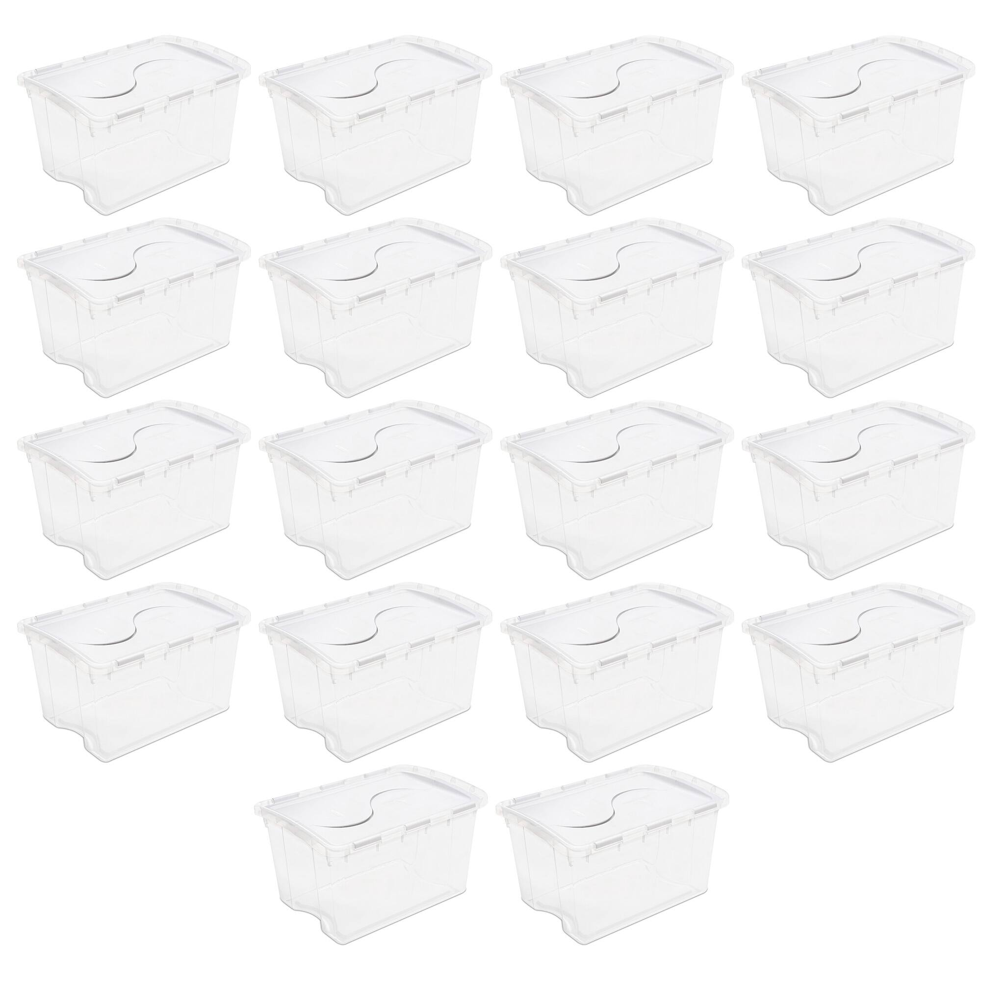 Front. Sterilite - Sterilite 48 Qt Hinged Lid Storage Box Plastic Stackable Bin with Lid, 18 Pack.