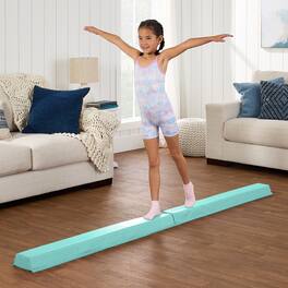 Best Choice Products - 8ft Folding Floor Balance Beam 2-Panel for Gymnastics Practice, Exercise - Aqua