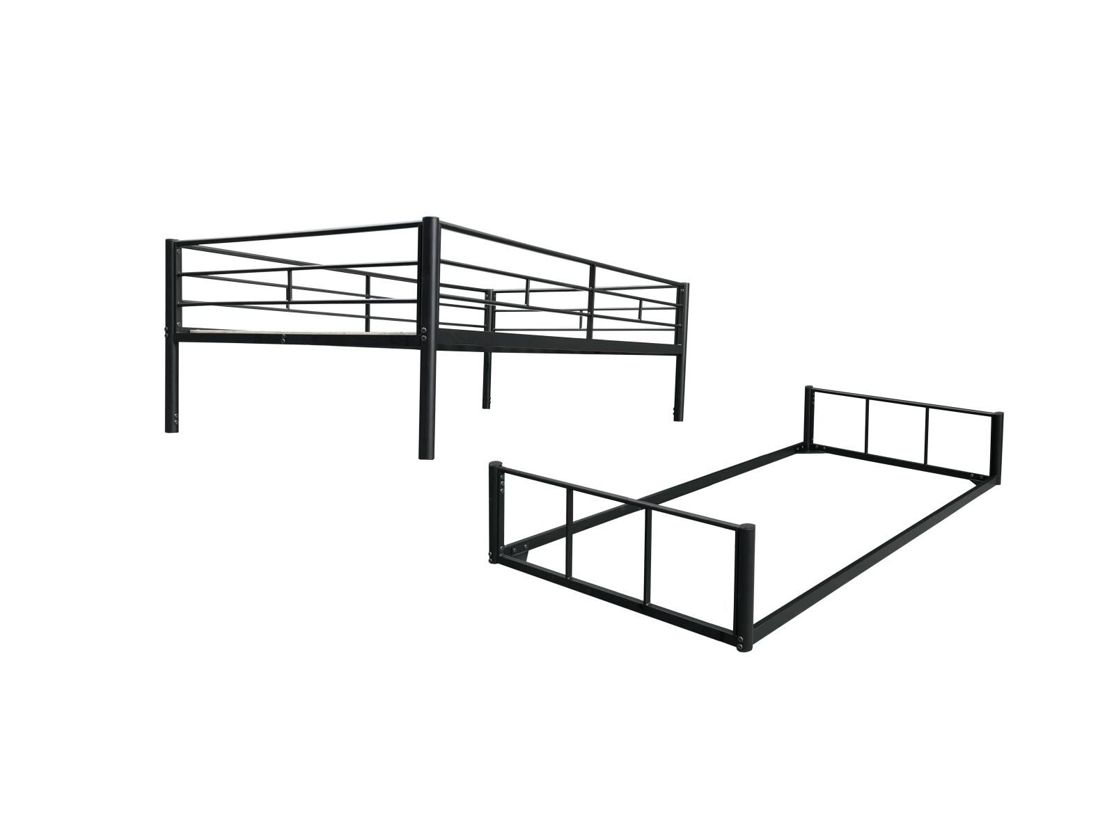 Alt View 7. Ecooso - Twin Over Twin Metal Bunk Bed，Guardrails, Convertible to Two Beds, Low-Profile Safe Design, Noise-Free, Easy Assembly - Black.
