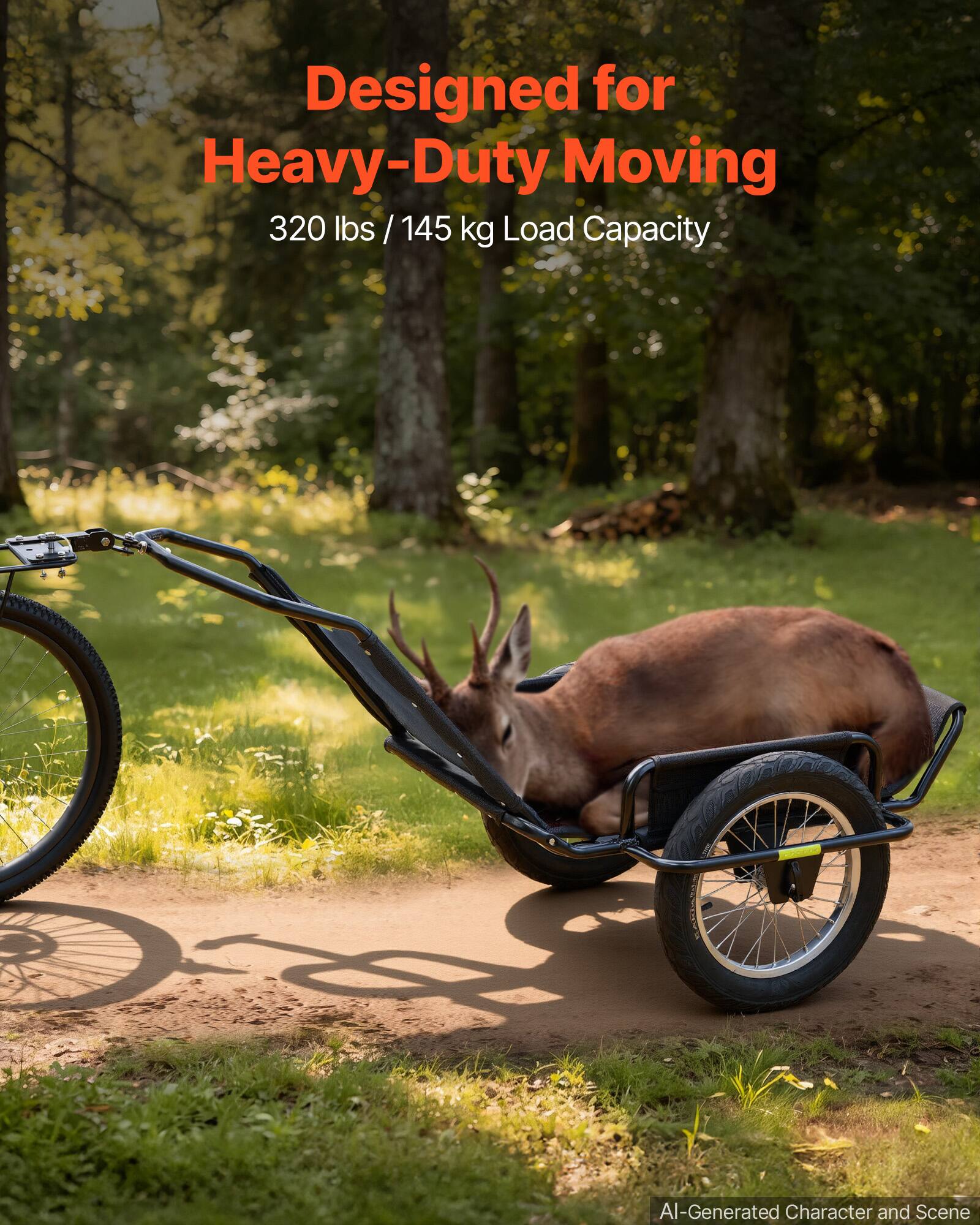 VEVOR Bike Cargo Trailer 320 lbs Load Heavy Duty Bicycle Game Cart ...