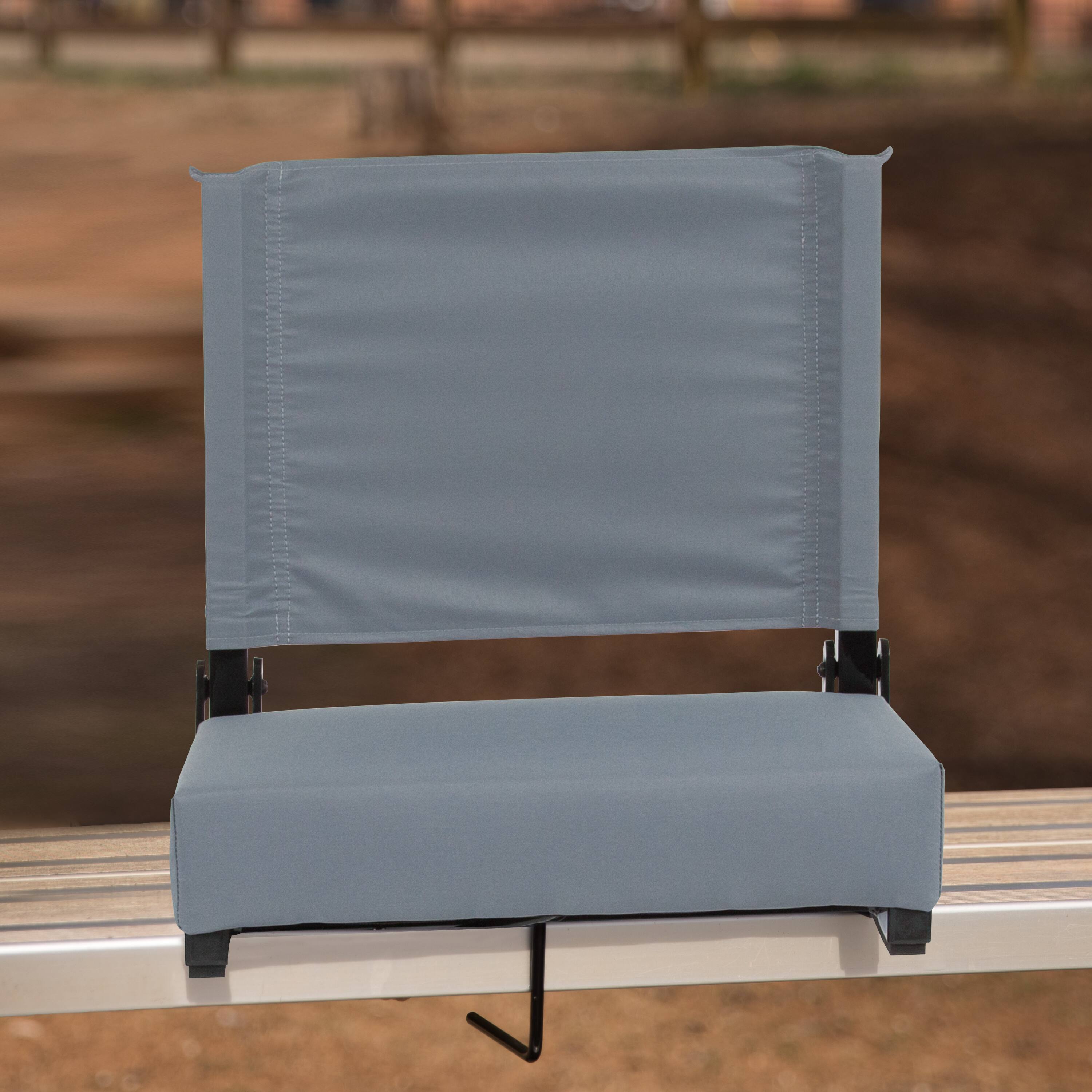 Alt View 1. Emma + Oliver - 500 lb. Rated Lightweight Stadium Chair with Handle & Ultra-Padded Seat - Gray.