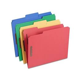 Staples - Reinforced Classification Folders, 3/4" Expansion, Letter Size, Blue/Red/Green/Yellow, 50/Box - Assorted