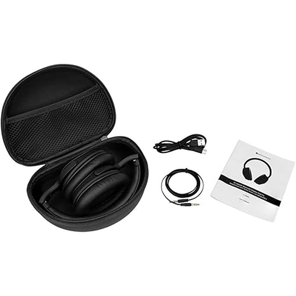 Left. Schertz - Wireless Over-Ear Bluetooth Headphones – Active Noise Cancelling, Qualcomm aptX, 40mm Drivers, Long Battery Life (Black).