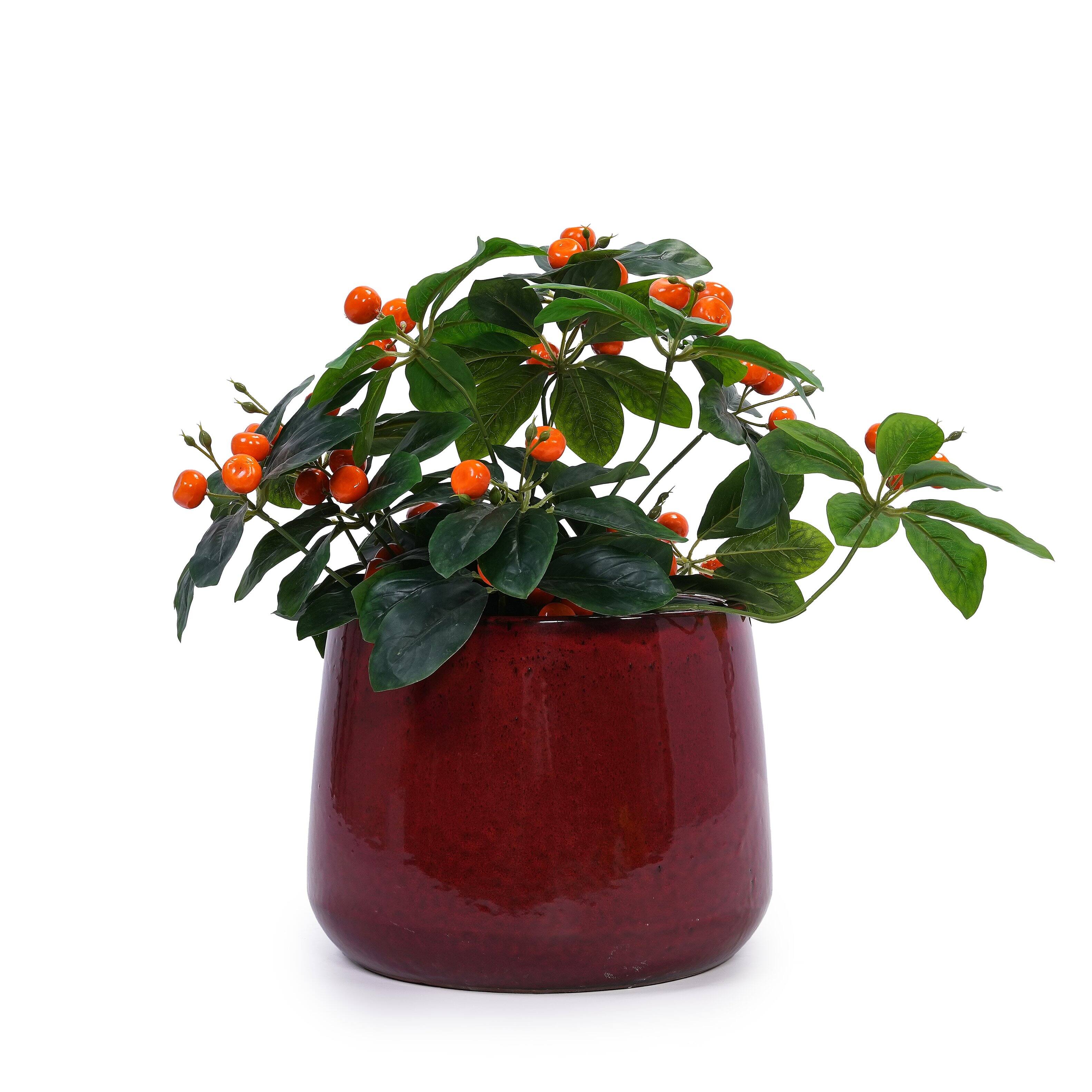 Alt View 6. Loheer - Loheer Ceramic Flower Pot Set, Handmade Red Glazed Planters, Set of 4 Breathable Clay Pots for Indoor Outdoor Flowers.