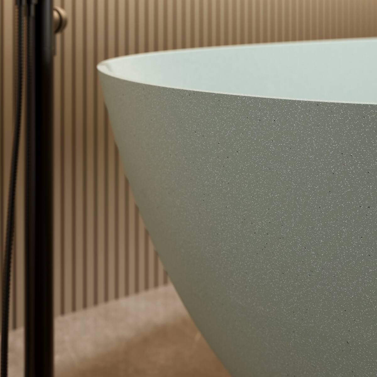 Loheer 57 in Freestanding Solid Surface Soaking Bathtub Oval Stone ...