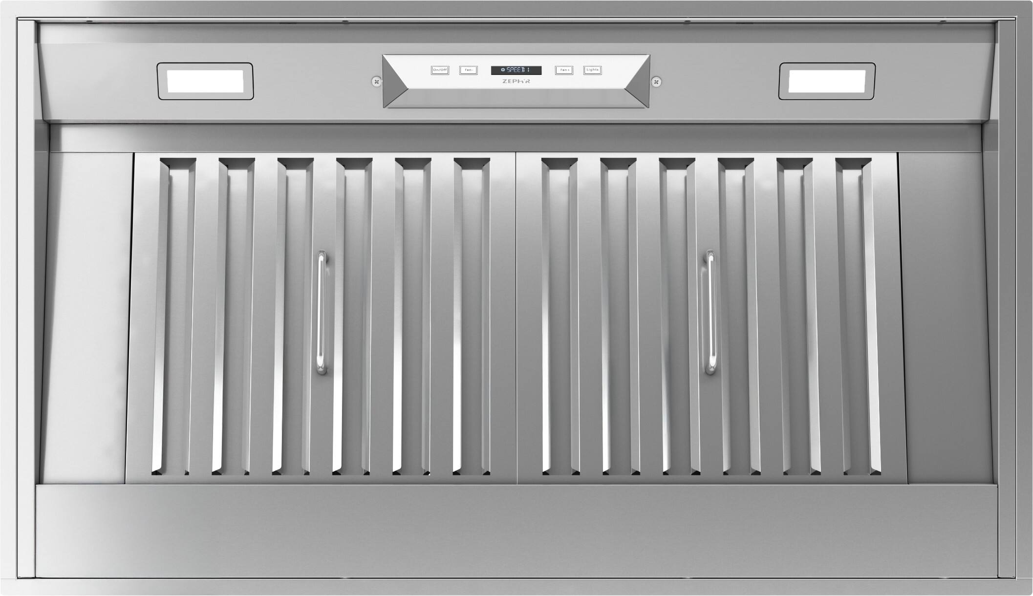 Alt View 18. Zephyr - Monsoon I 36 in. 650 CFM Insert Mount Range Hood with LED Light - Stainless Steel.