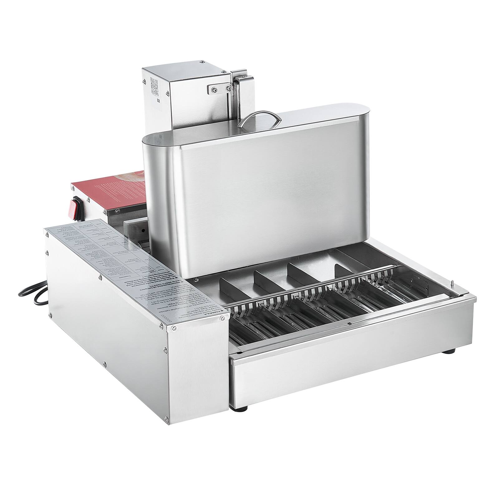 Alt View 5. VEVOR - Commercial Automatic Donuts Machine, 6 Rows Donuts Making Equipment, 360 pcs/hour Electric High Power Doughnut Maker - Silver.