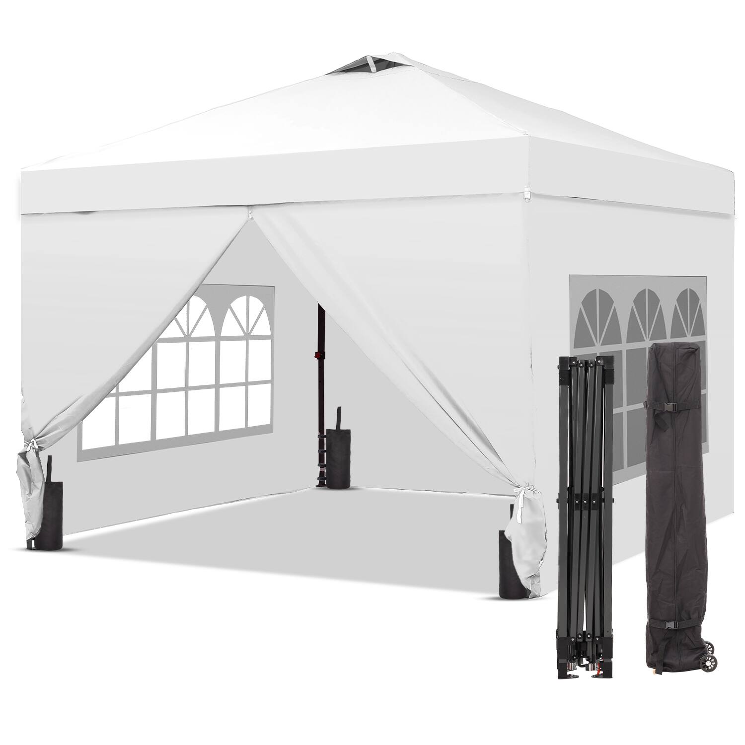 Alt View 2. Ainfox - Ainfox 10x10 Pop Up Canopy with Sidewalls Adjustable  Outdoor Instant Canopy Tent with Carry Bag - White.