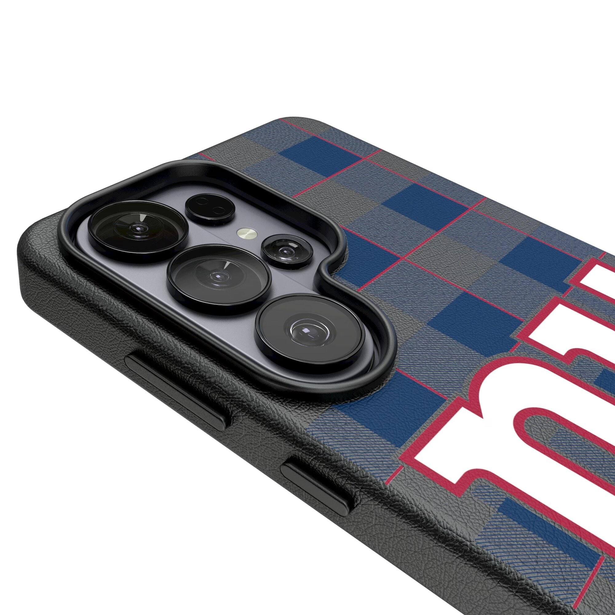 Alt View 2. Keyscaper - New York Giants Plaid Galaxy Magnetic Bump Case - S25 Ultra - Black.