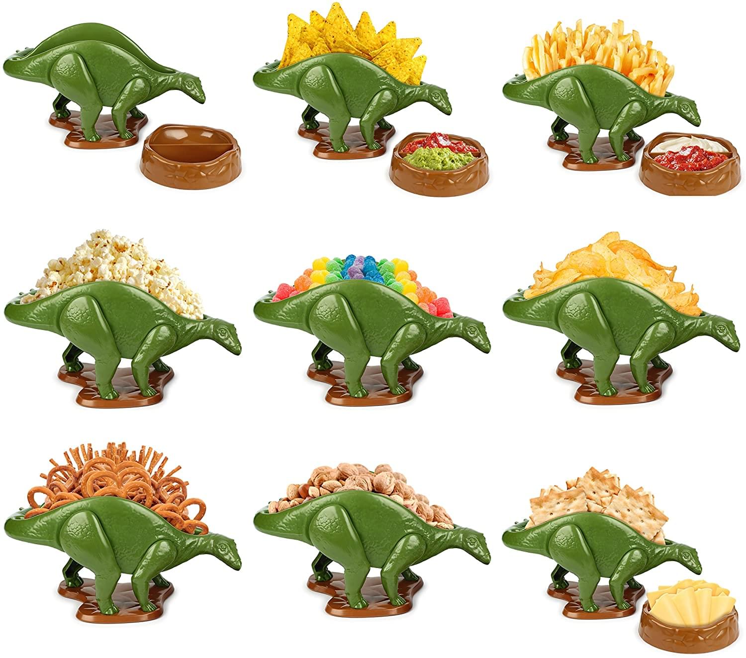 Alt View 10. UT Brands - NACHOsaurus Sculpted Dinosaur Snack & Dip Bowl Set - Green.