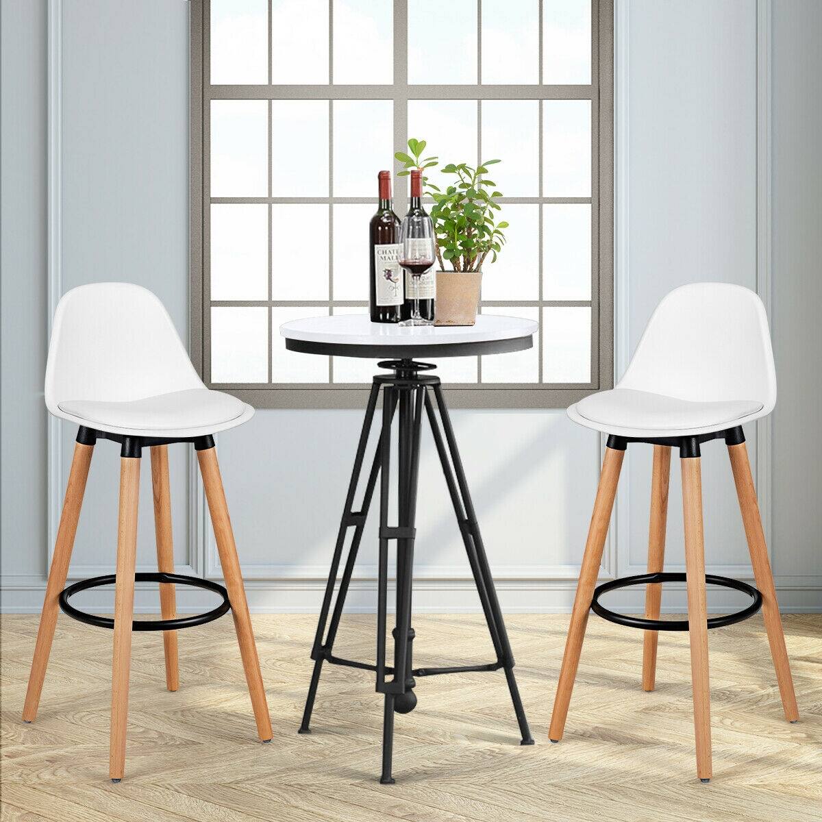 Alt View 1. Ecooso - 2 Pieces Mid-Century Barstool 28.5 Inch Dining Pub Chairs - White.