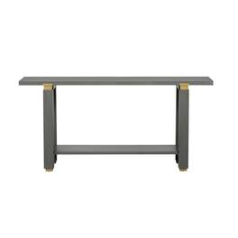 Boyel Living - Modern 62.9-Inch Solid Wood Console Table with Shelf and Metal Accents - Gray