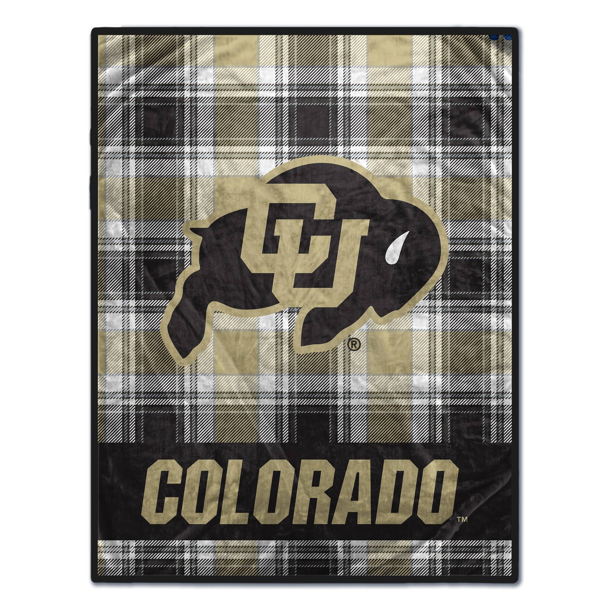 Front. Pegasus - Colorado Buffaloes 66" x 95" Oversized Plaid FAN-mily Ultra Cozy Blanket - Multicolor.