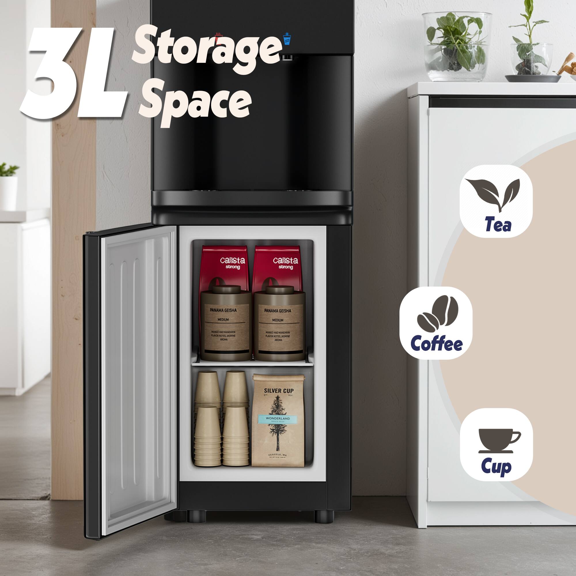 3L Storage Space

Tea
- calista strong
- calista strong
- PANAMA GEISHA
- PANAMA GEISHA

Coffee
- SILVER CUP
- MICHOERLAND
- UGARITUR

Cup