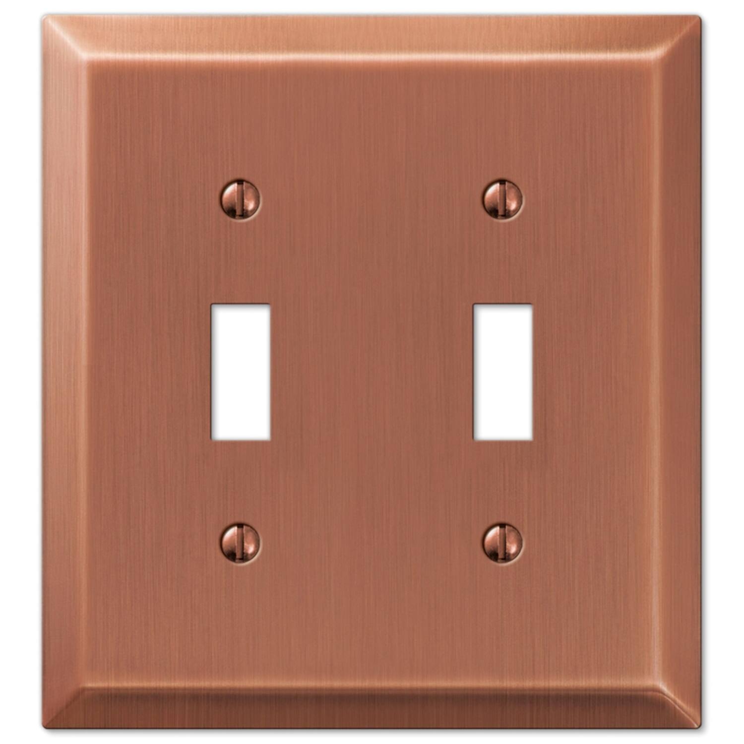Angle. AMERELLE - Amerelle Century Antique Copper 2 gang Stamped Steel Toggle Wall Plate 1 pk - Cooper.