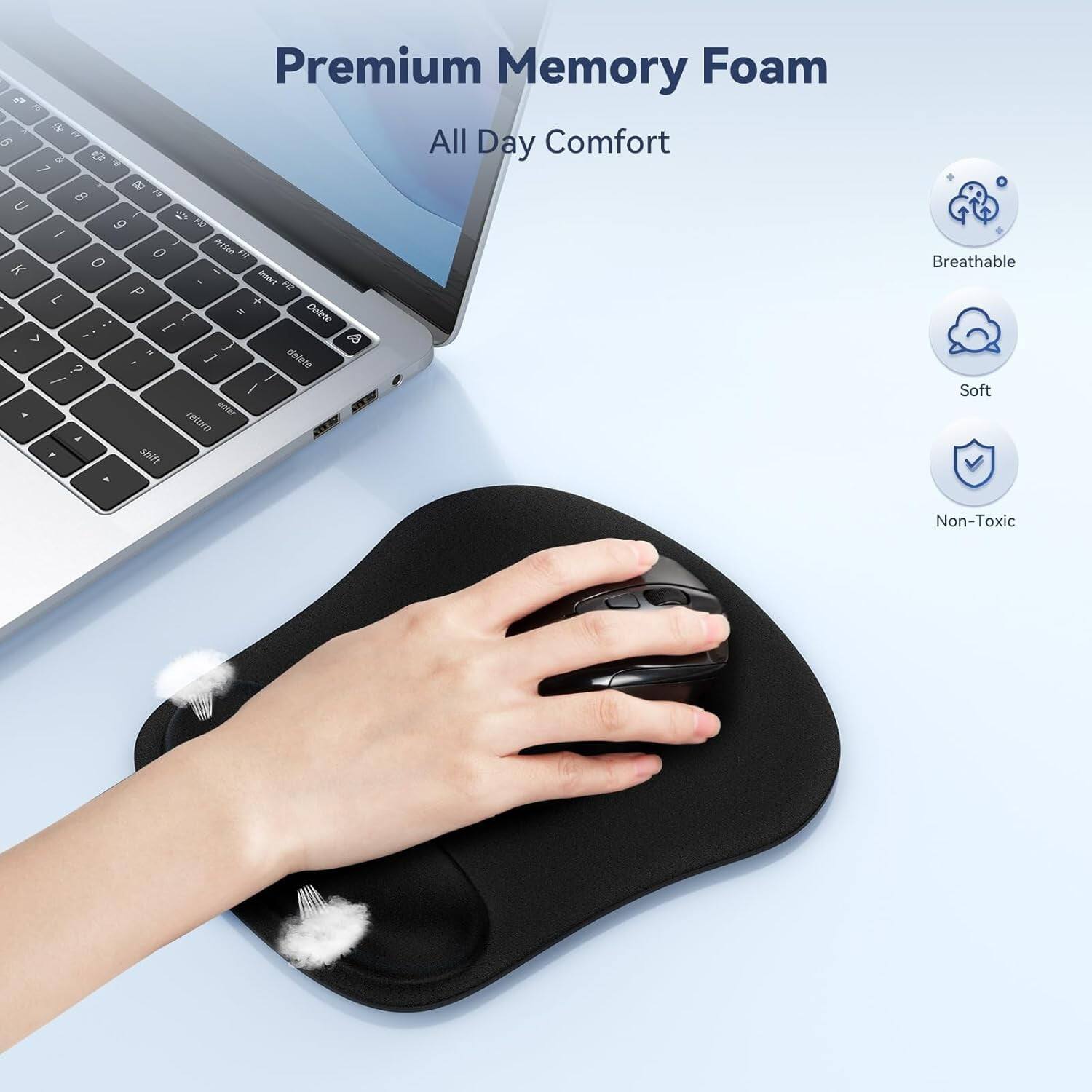 Premium Memory Foam  
All Day Comfort  

Breathable  
Soft  
Non-Toxic