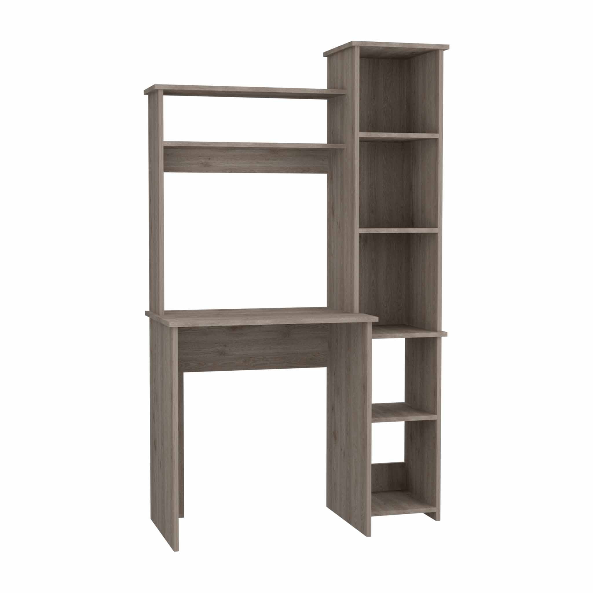 Alt View 2. TinyHomie - Nashville Writing Desk Six Shelves - Gray.