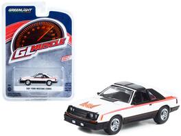 Greenlight - 1981 Ford Mustang Cobra Polar with Red Stripes "Greenlight Muscle" Series 27 1/64 - White And Black