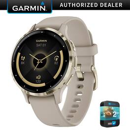 Garmin - Venu 3S GPS Smartwatch Gold Steel Bezel w/French Gray Case + Warranty Kit - Stainless Steel and French Gray - (2023)