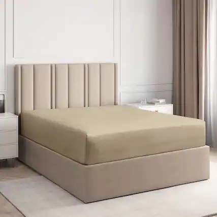 Front. CGK Linens - Premium Fitted Sheet Ultra Soft & Breathable - Deep Pocket for 8"-16" Mattresses - Twin XL - Cream.