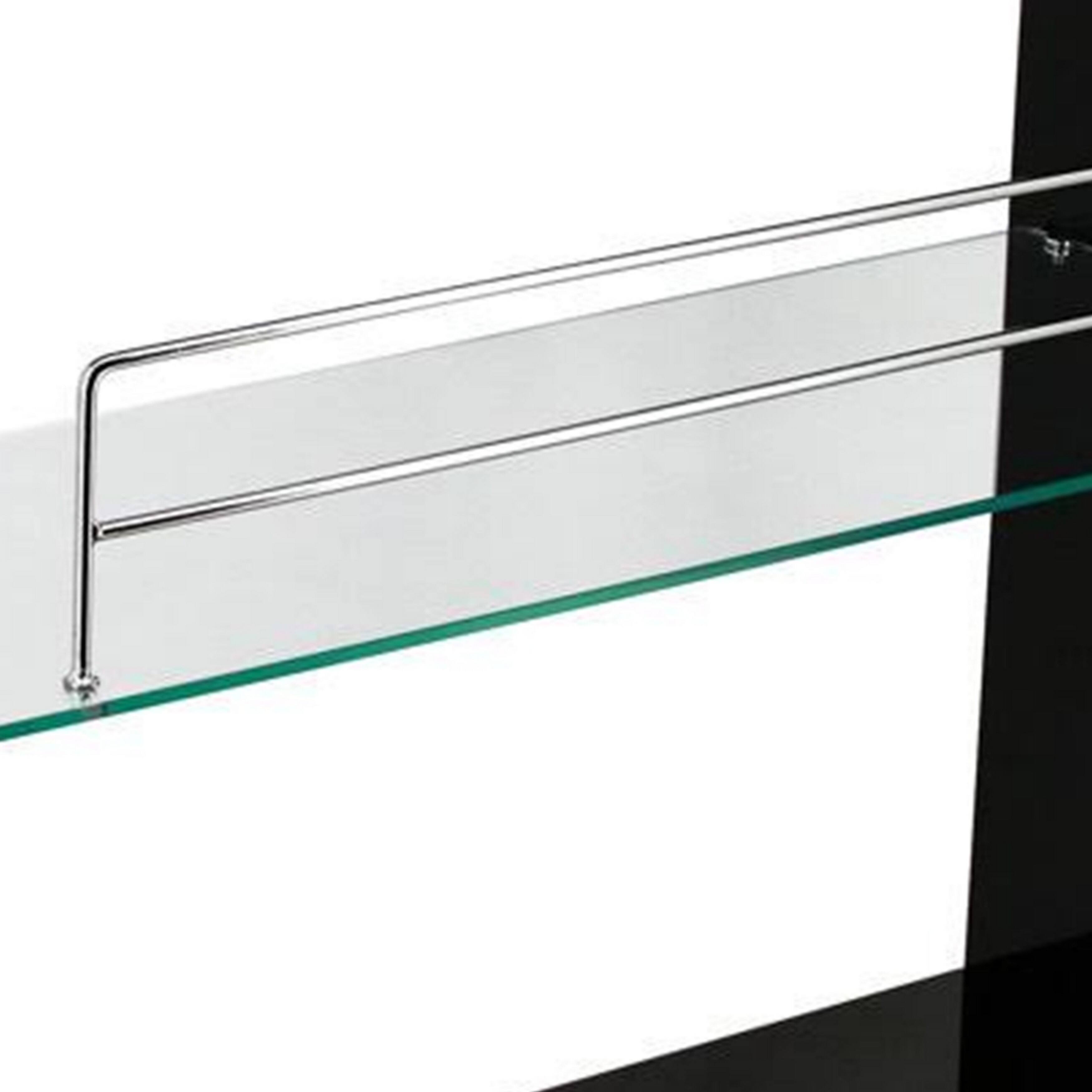 Alt View 2. Manhattan Lane - Zaina 42 Inch Modern Bar Table, 3 Shelves, Tempered Glass, Black, Chrome - Black, Chrome.