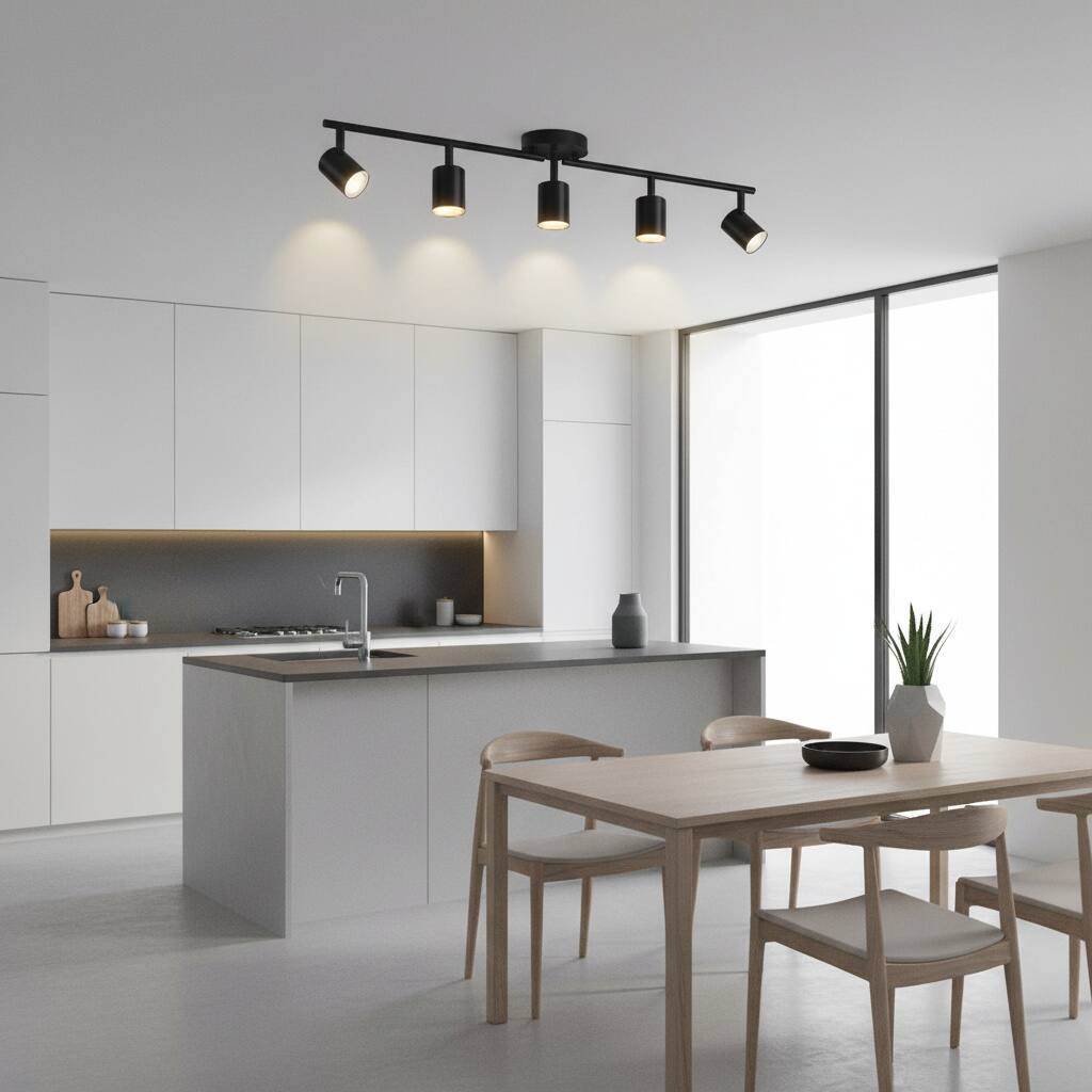 Alt View 1. Dazzed Corner - 5-Light Track Lighting Kit, Ceiling Spotlight with Rotatable Heads - Black.