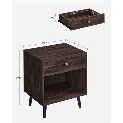 - Height: 22.8"
- Width: 19.7"
- Depth: 15.7"
- Drawer Height: 7.3"
- Drawer Width: 16.3"