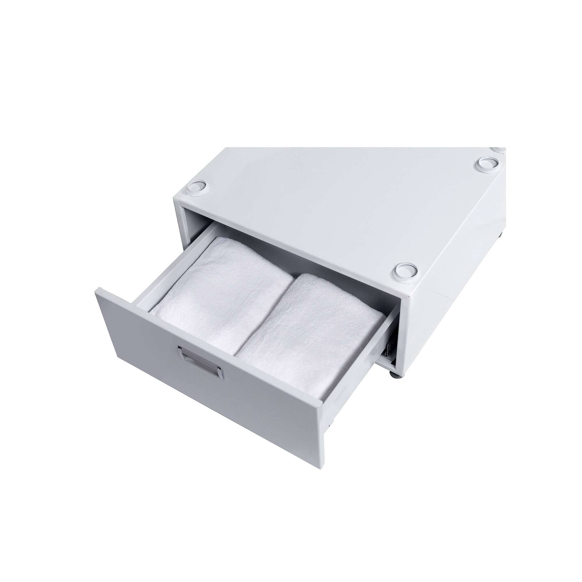 Angle. Equator - Equator 24in Laundry Pedestal 11in tall + Rollout Storage Drawer Adjustable feet.