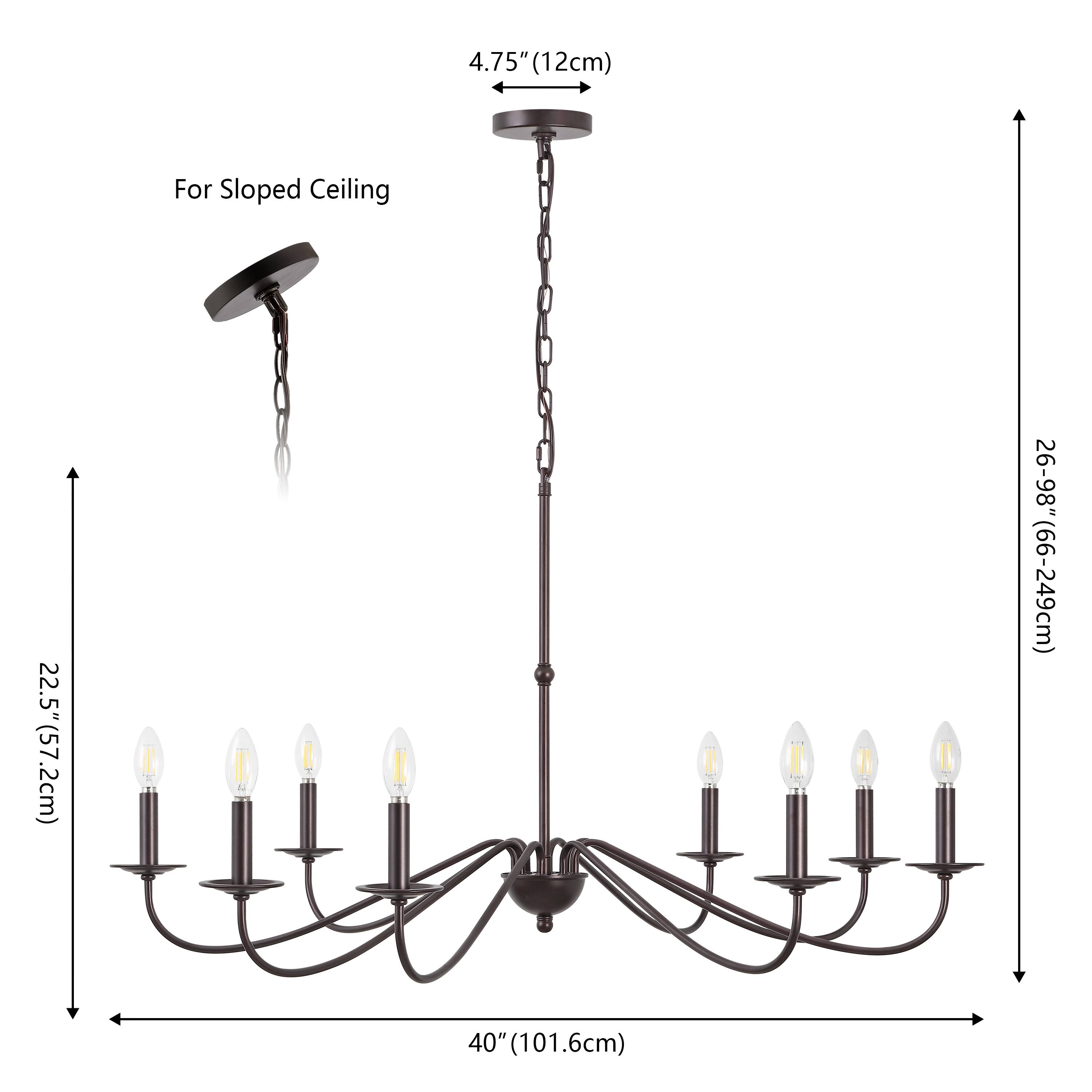 4.75" (12cm) For Sloped Ceiling  
22.5" (57.2cm)  
26-98" (66-249cm)  
40" (101.6cm)