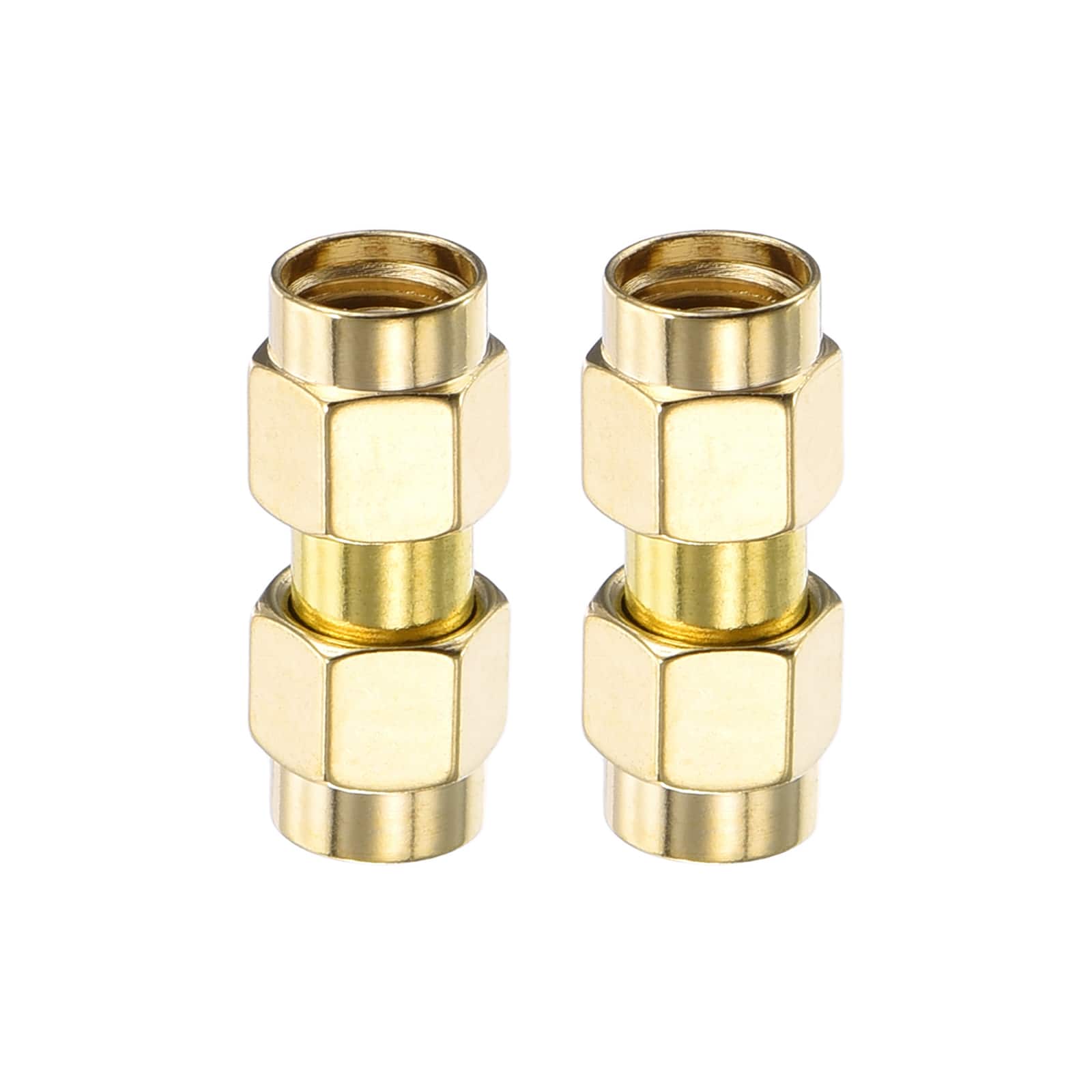 Unique Bargains - 2pcs SMA Straight Adapters, RP-SMA Male to Male 50 Ohm for Antennas/Signal/Test/Router/Car Navigation - Gold