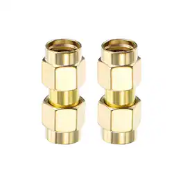 Unique Bargains - 2pcs SMA Straight Adapters, RP-SMA Male to Male 50 Ohm for Antennas/Signal/Test/Router/Car Navigation - Gold