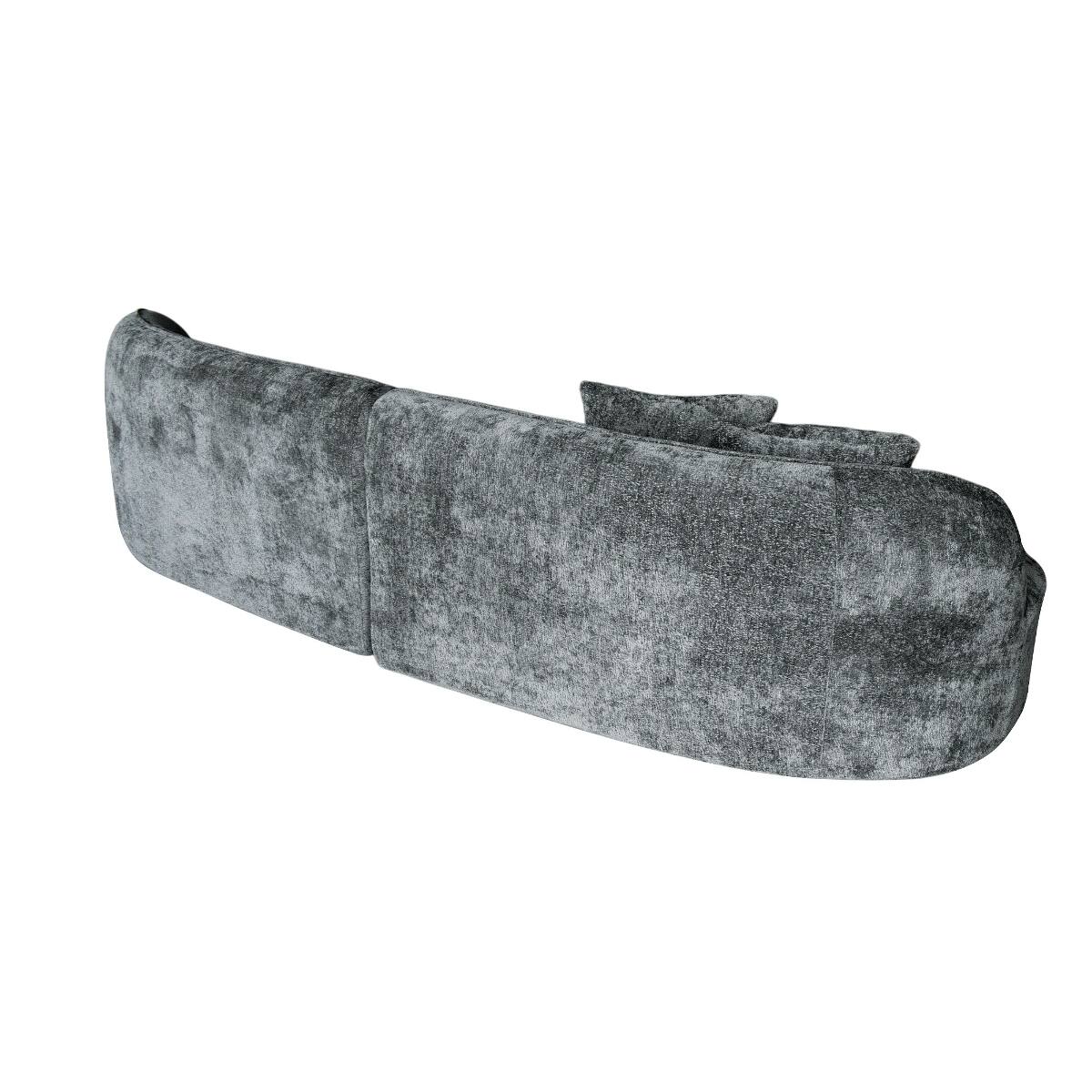 Alt View 6. Ropilly - Ropilly Curved Sectional Sofa, Dark Grey Chenille Couch with Deep Seats, Modern 4 Seat Modular Sofa - Dark Grey.