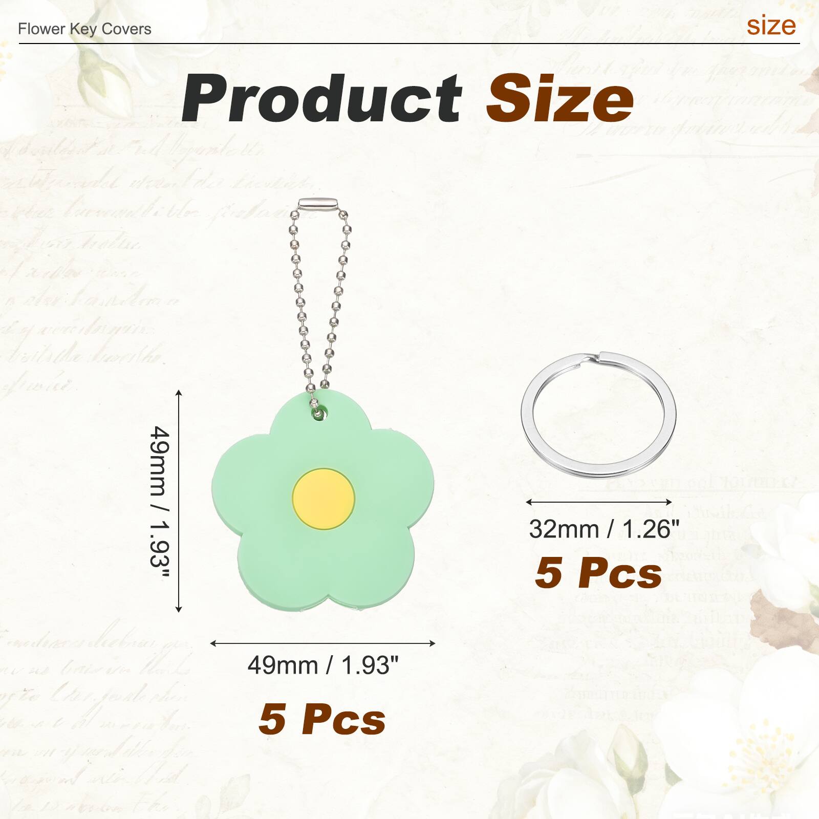 Flower Key Covers

Product Size

49mm / 1.93"  
32mm / 1.26"  
5 Pcs