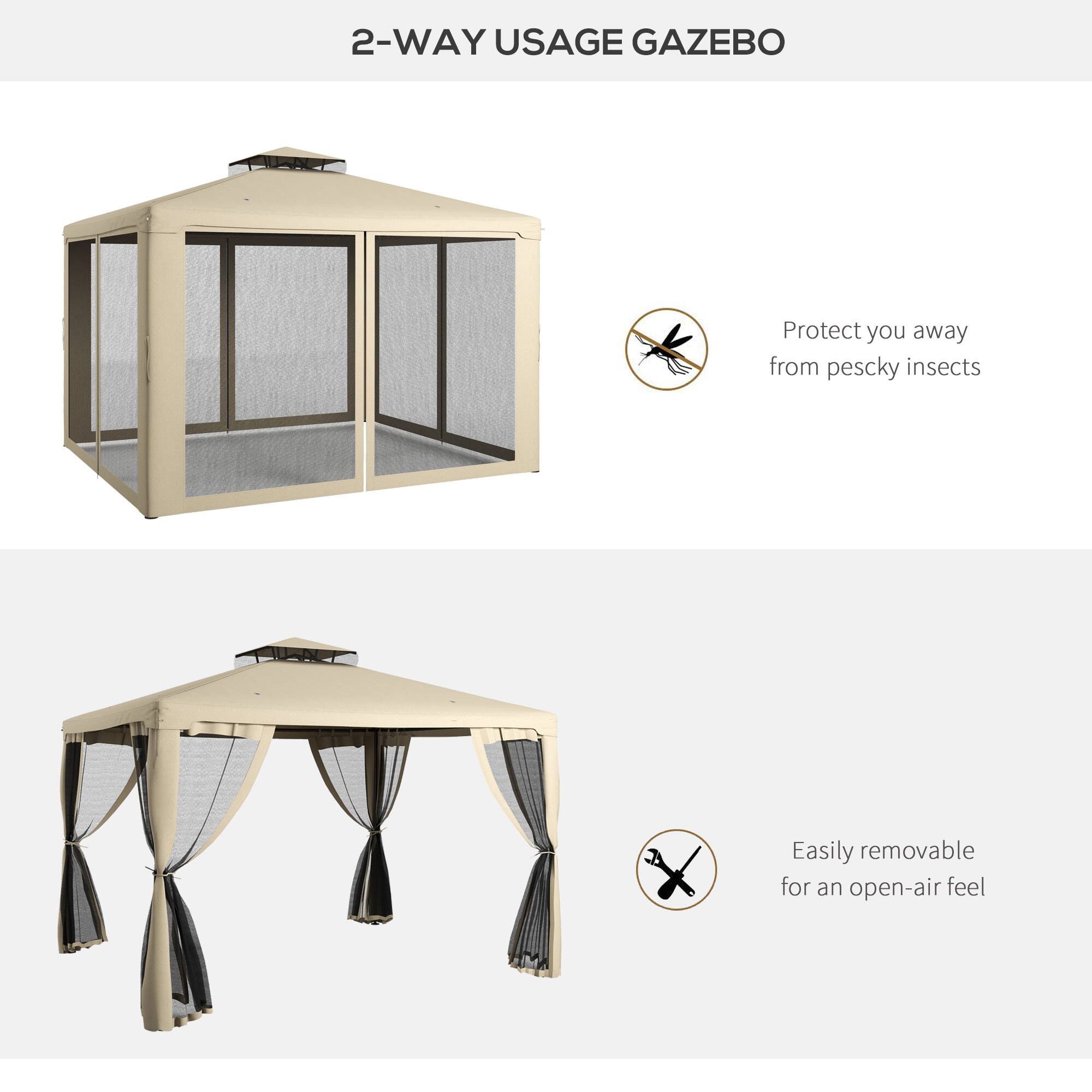 2-WAY USAGE GAZEBO
Protect you away from pesky insects
Easily removable for an open-air feel