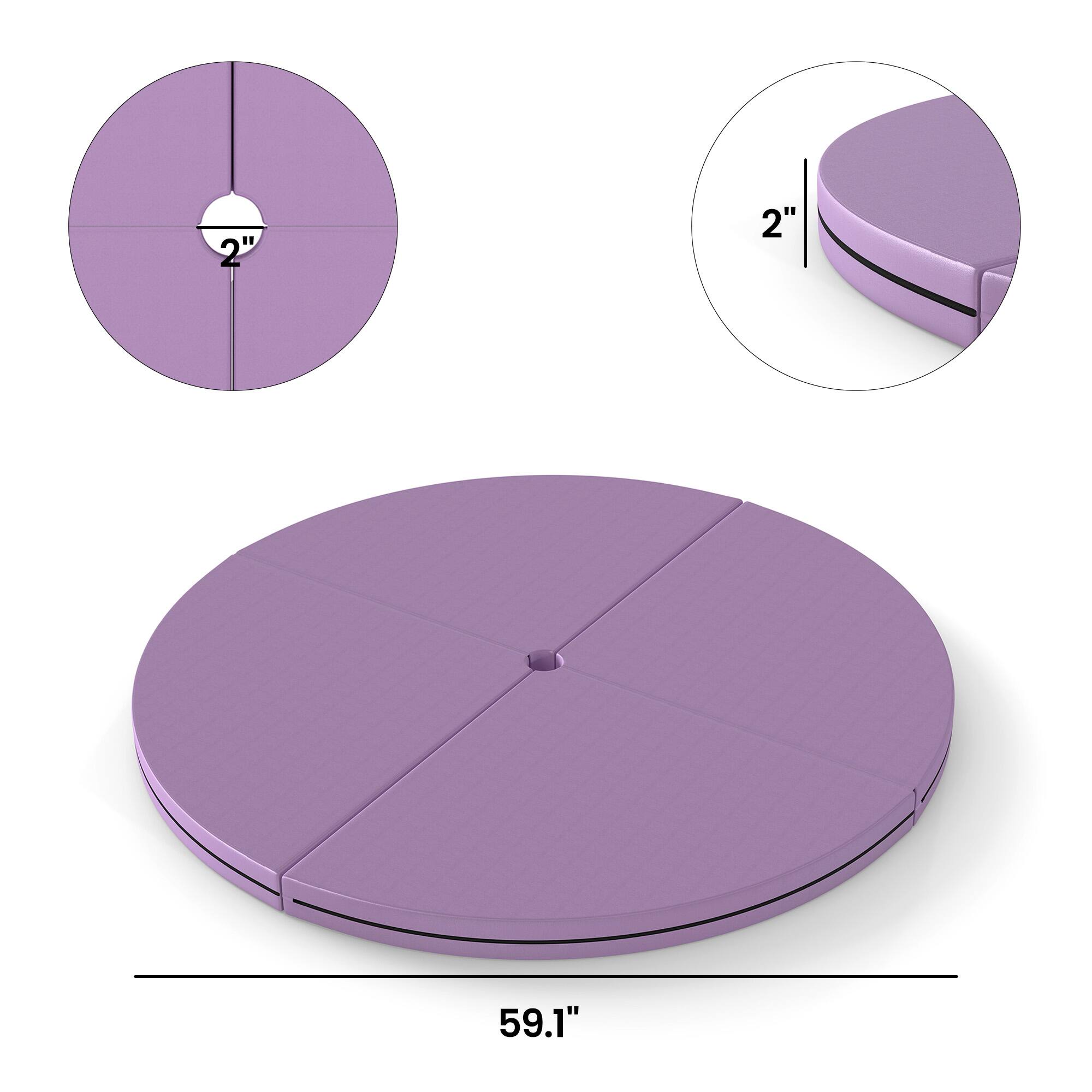 Alt View 2. Soozier - Dance Mat, 2"T x 5'W Folding Pole Crash Mat for Home, Lightweight and Foldable - Light Purple.