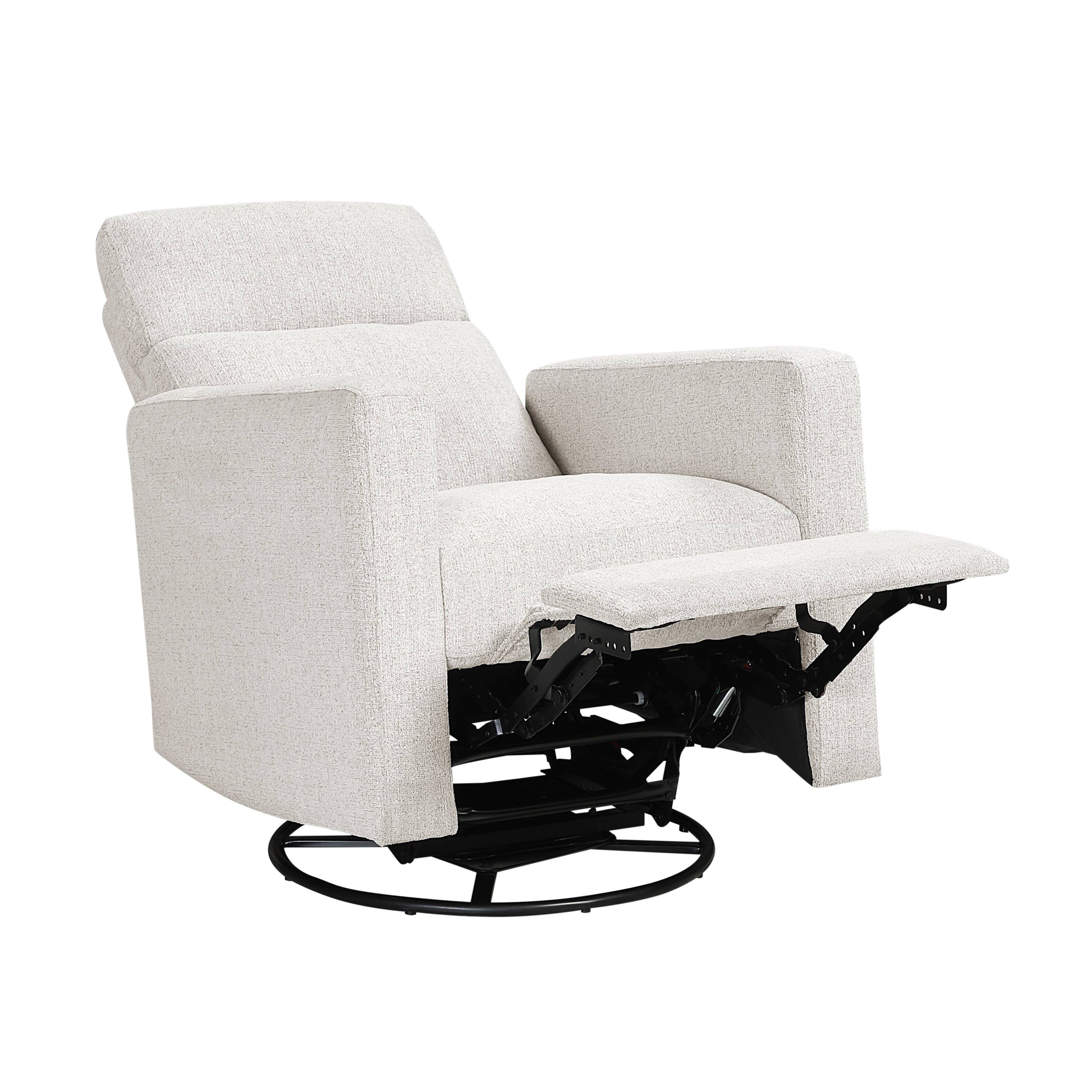 Alt View 1. TinyHomie - Contemporary Swivel Recliner Chair Comfort Gliding Motion Living Room Furniture 1pc Luxurious Chenille Fabric Upholstery - Off White.