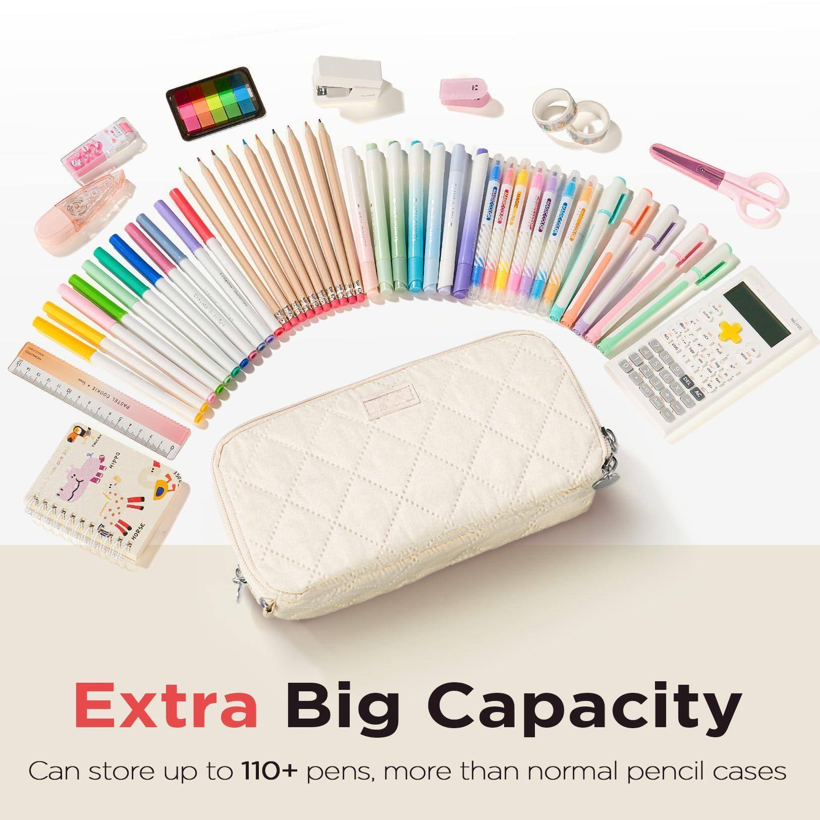 Extra Big Capacity  
Can store up to 110+ pens, more than normal pencil cases