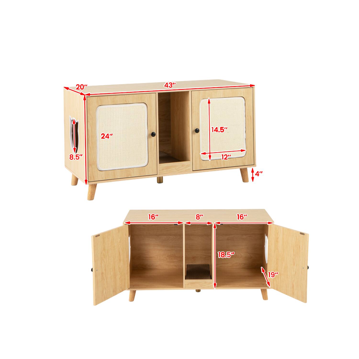 20" 43" 24" 14.5" 8.5" 12" 4" 4" 16" 8" 16" 18.5" 19"