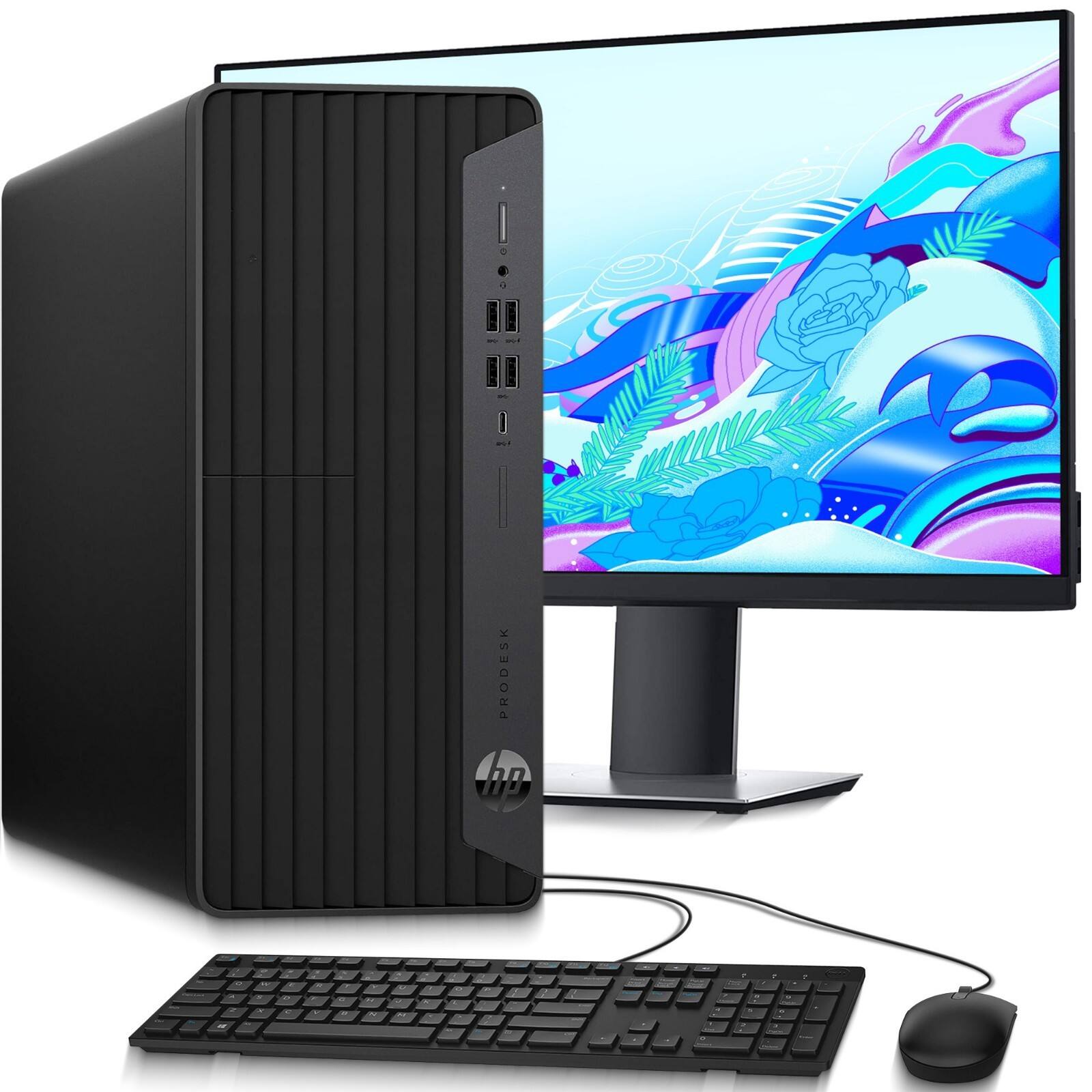 HP - Refurbished Excellent - G6 Tower Desktop PC | Intel Core i5-10th 3.1GHz | 16GB DDR4 RAM | 128GB + 1TB HDD | 19" LED | KB & Mouse | WiFi | Win11 - Black