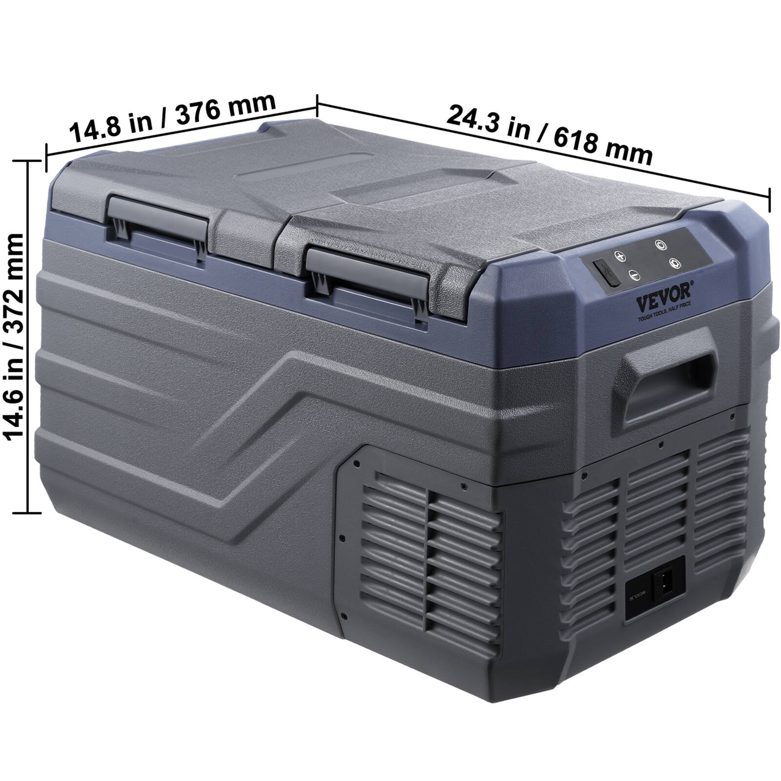 14.8 in / 376 mm, 24.3 in / 618 mm, 14.6 in / 372 mm