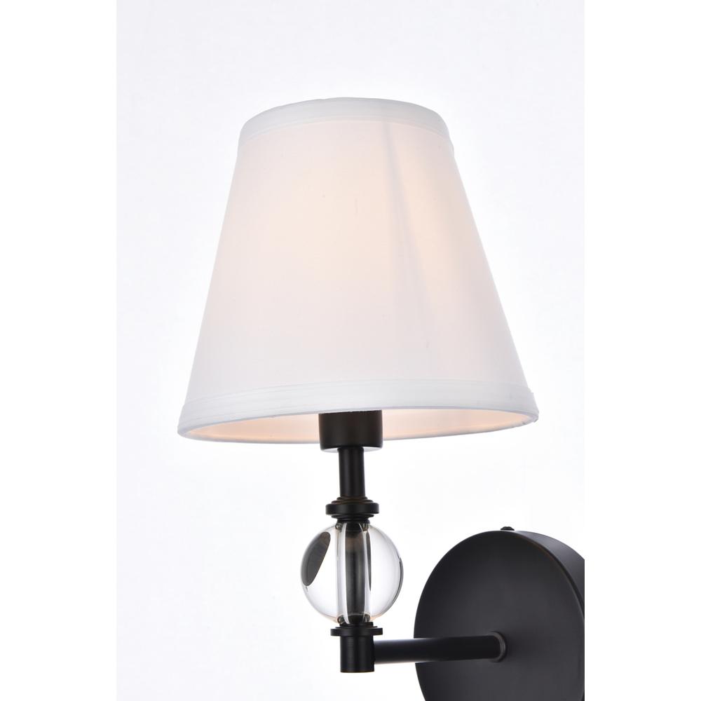 Back. Living District - Bethany 1 light bath sconce in black with white fabric shade - Black And White Fabric Shade.