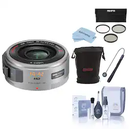 Bundle - Panasonic - LUMIX G X Vario PZ 14-42mm f/3.5-5.6 MFT Lens Silver w/37mmFilter
