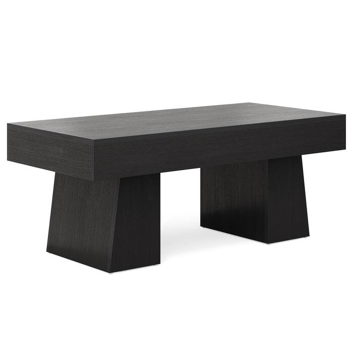 Alt View 3. Tribesigns - Coffee Table with Engineered Wood Construction, Adjustable Feet and Rectangular Top for Living Room - Black.