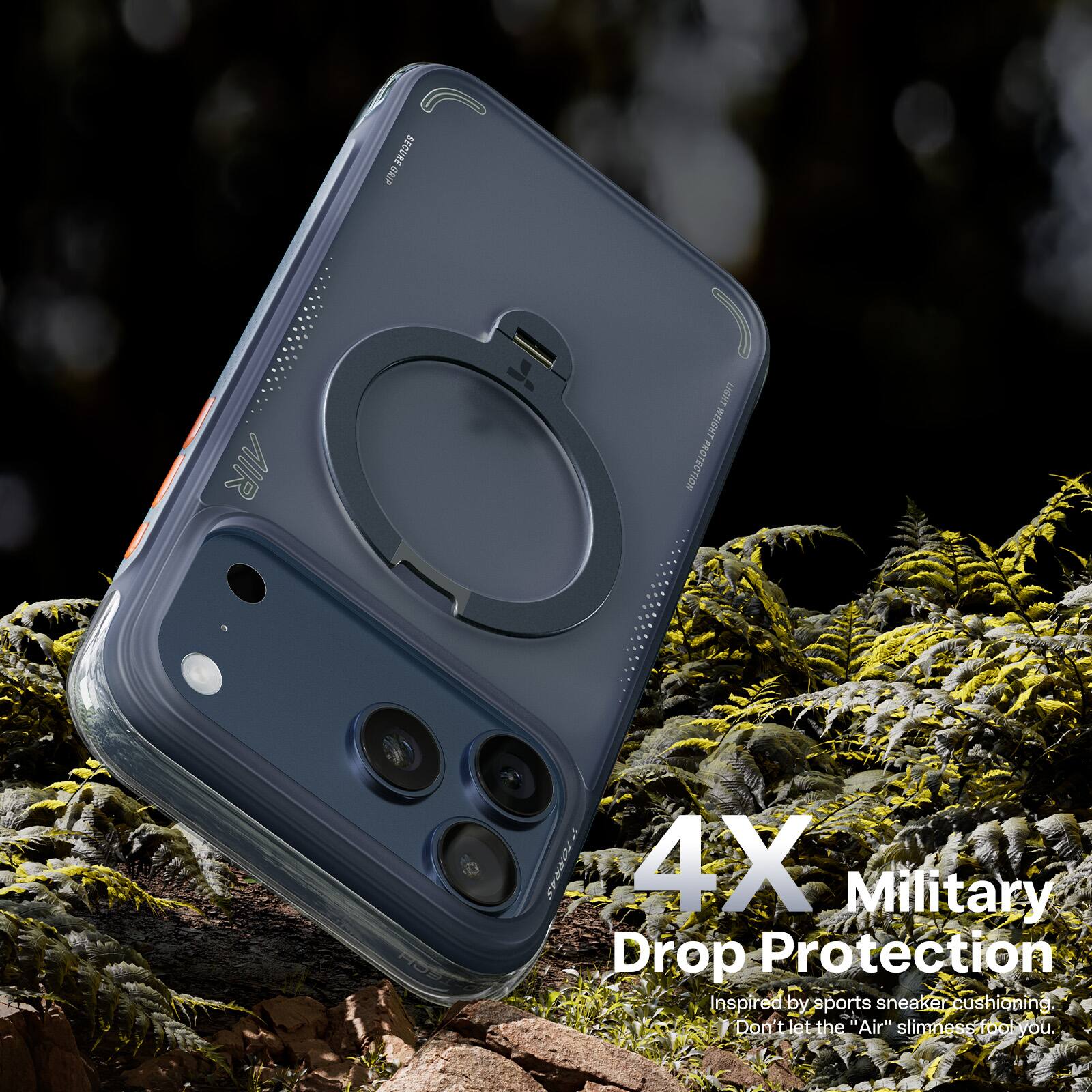 SECURE GRIP SAS AIR LISHT MOLAM PROTECTION SWE

4X Military Drop Protection

Inspired by sports sneaker cushioning. Don't let the "Air" slimness fool you.