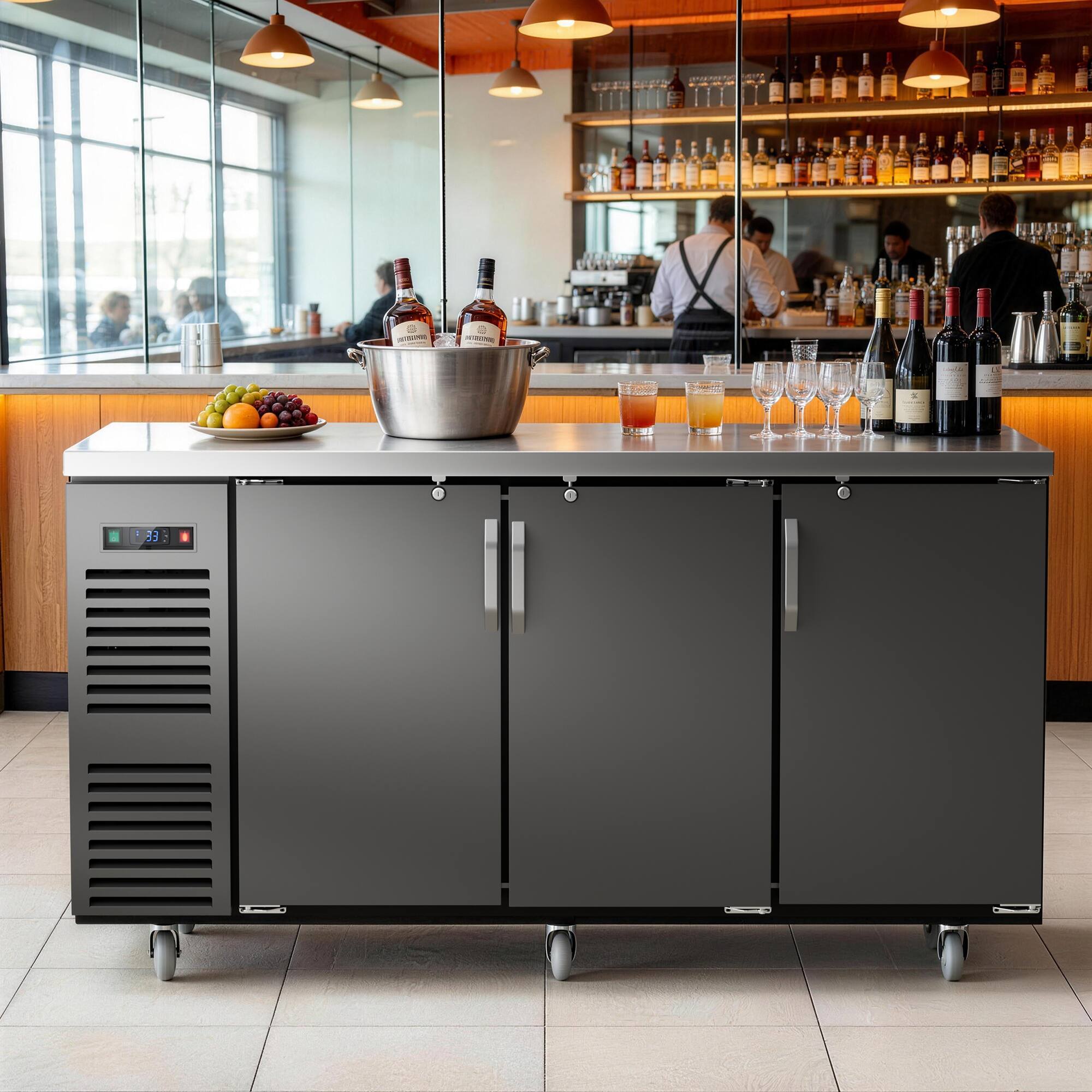 Coolski 72 in. W 25.6 cu. ft. Commercial Solid Door Under Back Bar