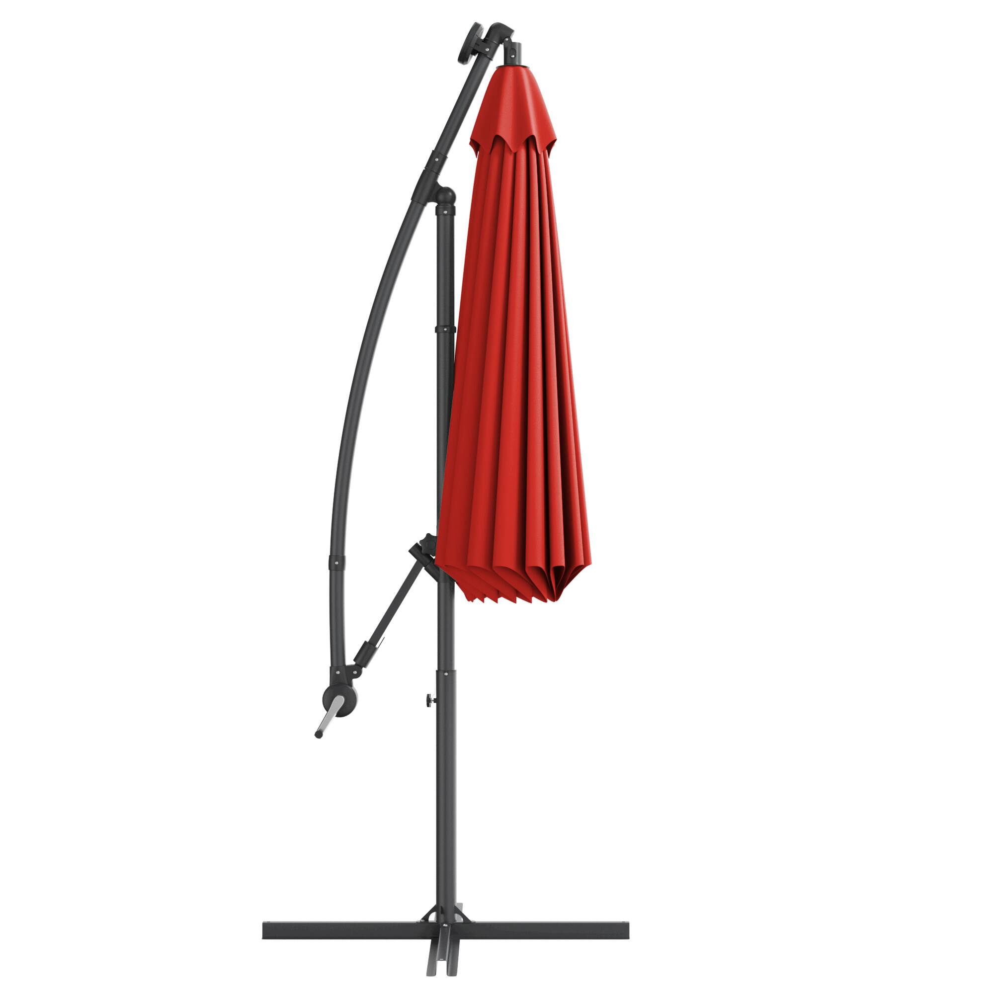 Alt View 4. Gymax - Gymax 10Ft Offset Hanging Umbrella Patio Outdoor w/ 32 Solar LED Lights Burgundy - Burgundy.