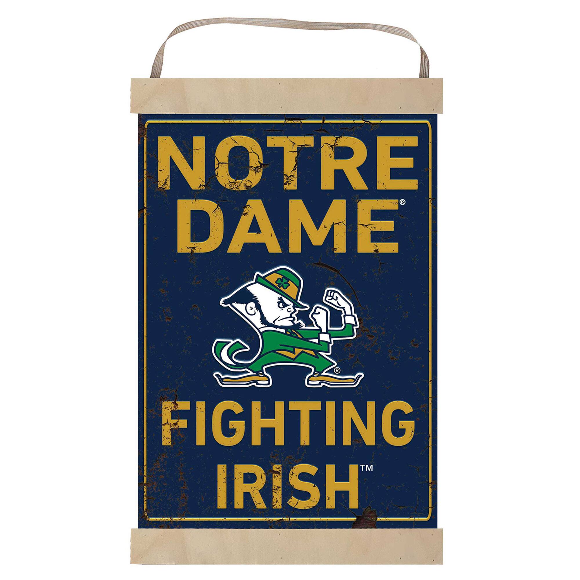 Notre Dame Fighting Irish Faux Rust Banner Sign