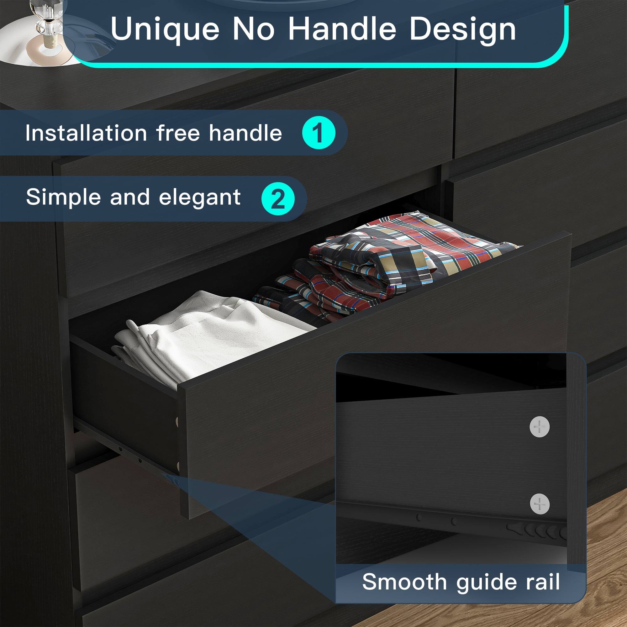 Unique No Handle Design
1. Installation free handle
2. Simple and elegant
Smooth guide rail