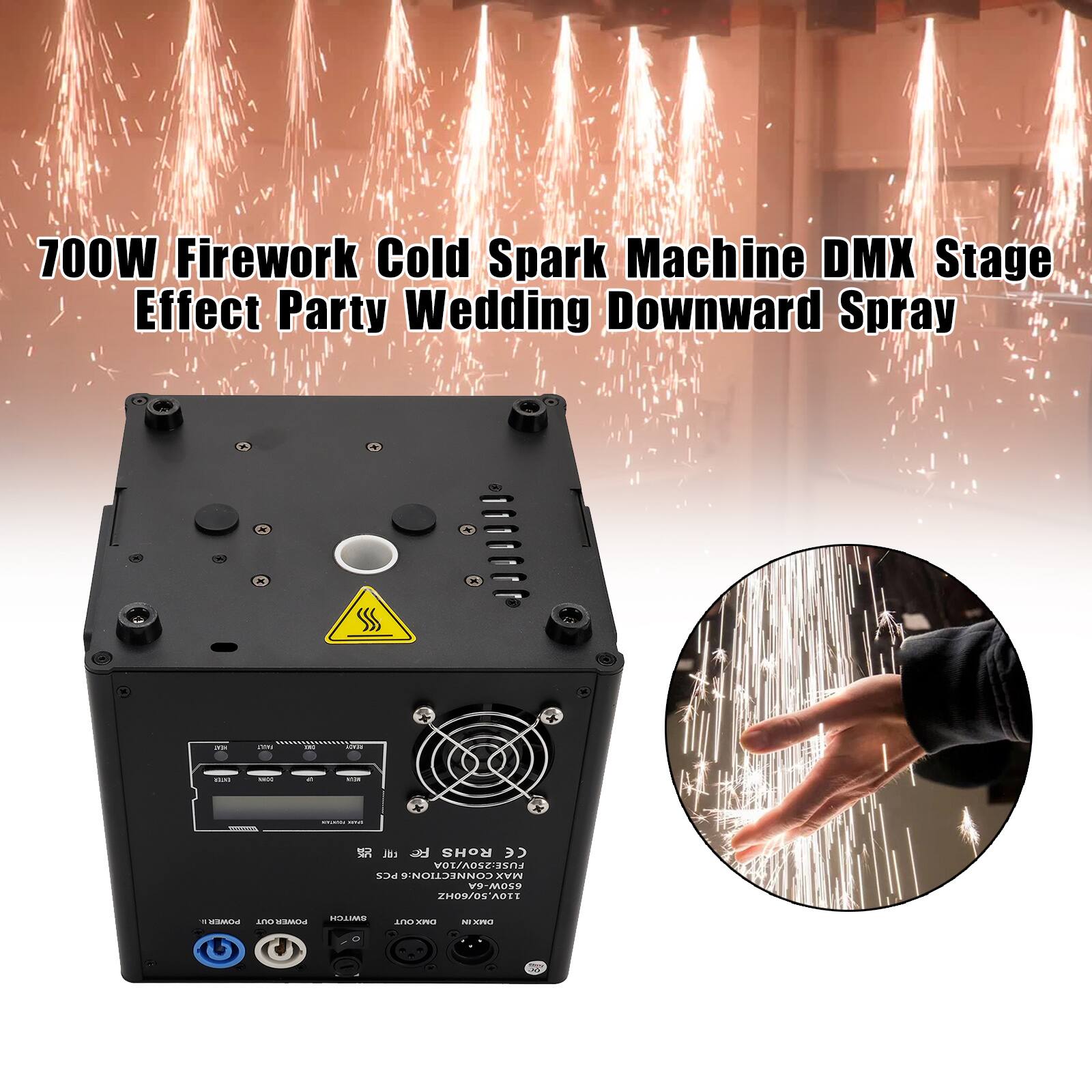 700W Firework Cold Spark Machine DMX Stage Effect Party Wedding Downward Spray
