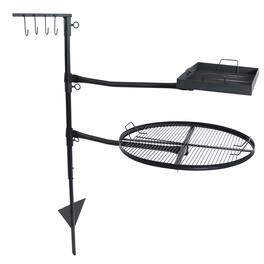 Sunnydaze - Steel Fire Pit Cooking Grill Swivel Set with Stand/Ground Stake - Black
